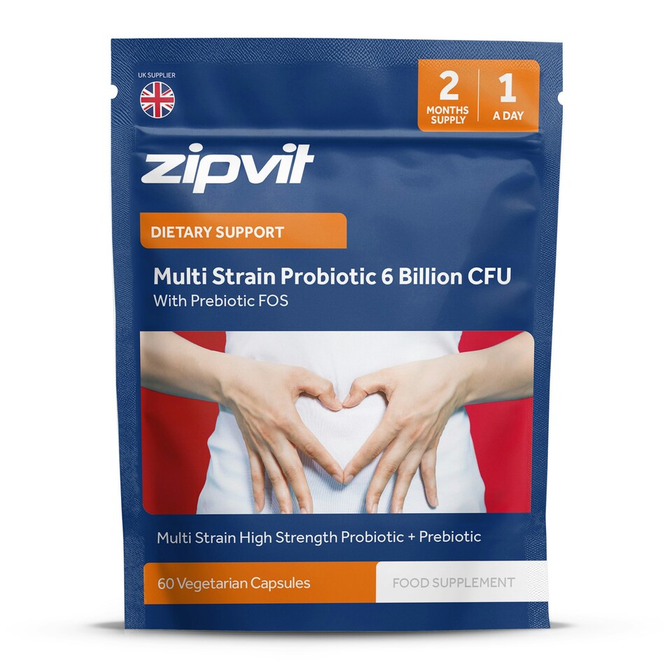 image 1 of Probiotic 6 Billion CFU, 60 Vegetarian Capsules, 2-Month Supply, 5 Strains with Prebiotic for Gut Health