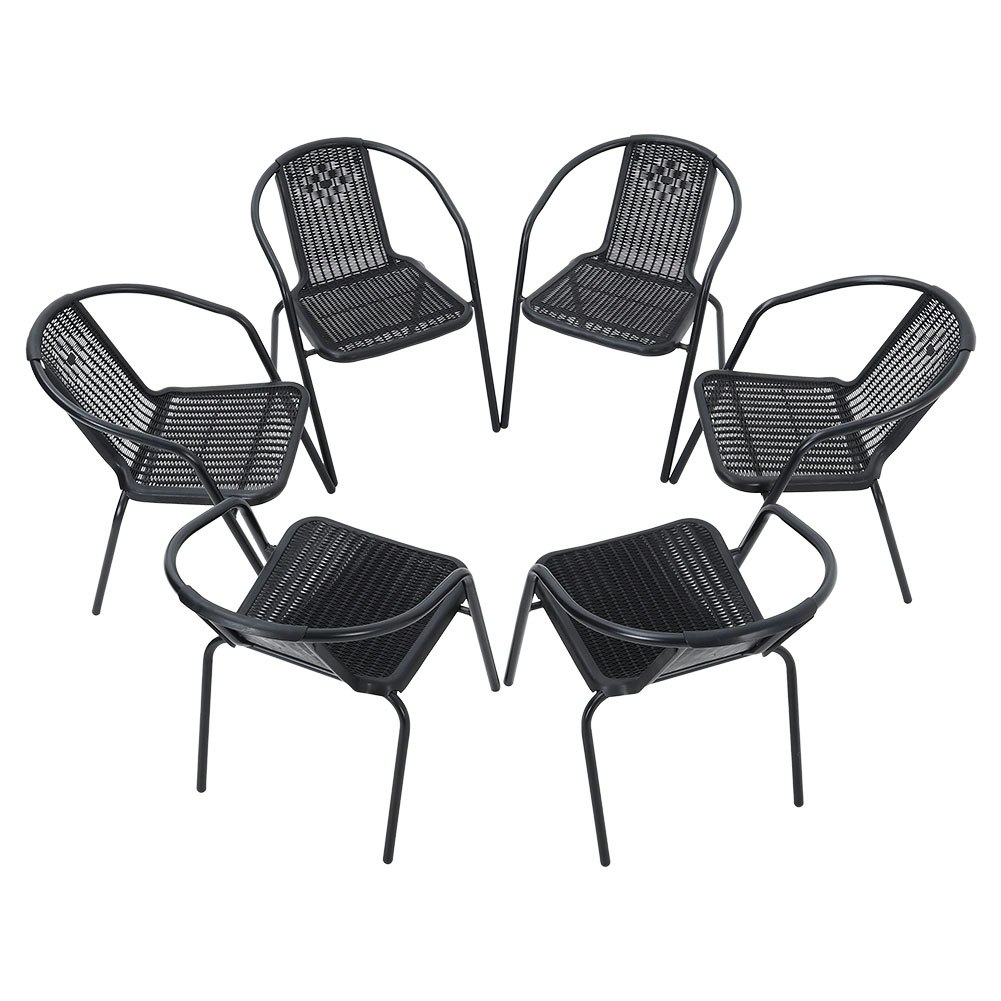 Living and Home PE Rattan Stacking Garden Chairs Set of 6