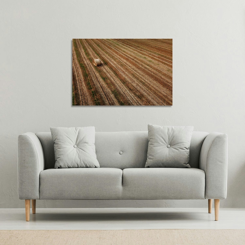 image 1 of Aerial view of hay bale fields (Canvas Print) 114 x 77 x 4cm