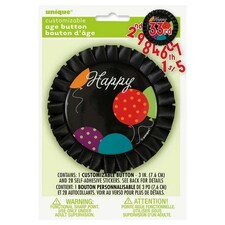 Unique Party Customisable Happy Birthday Button Set - Black - One Size