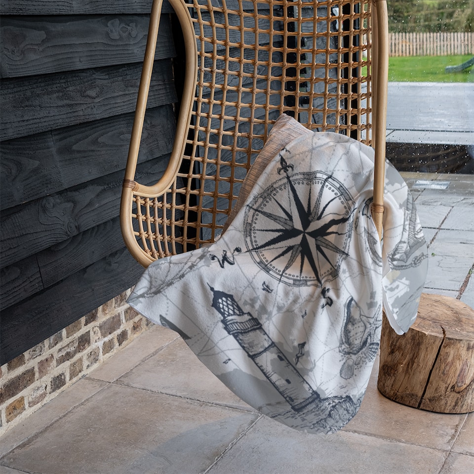 image 1 of Compass & Map Blanket | Multi