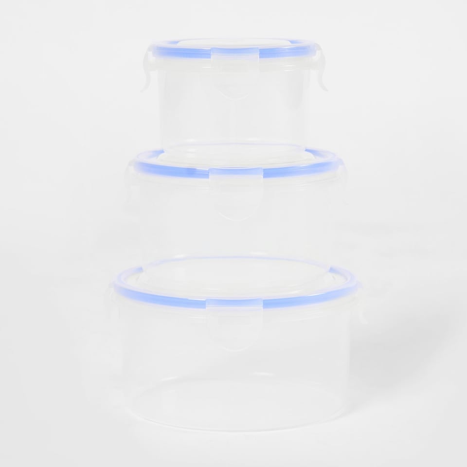 image 1 of OHS Round Plastic Food Storage Containers With Lids 3 Pack, 0.25-1L - Clear
