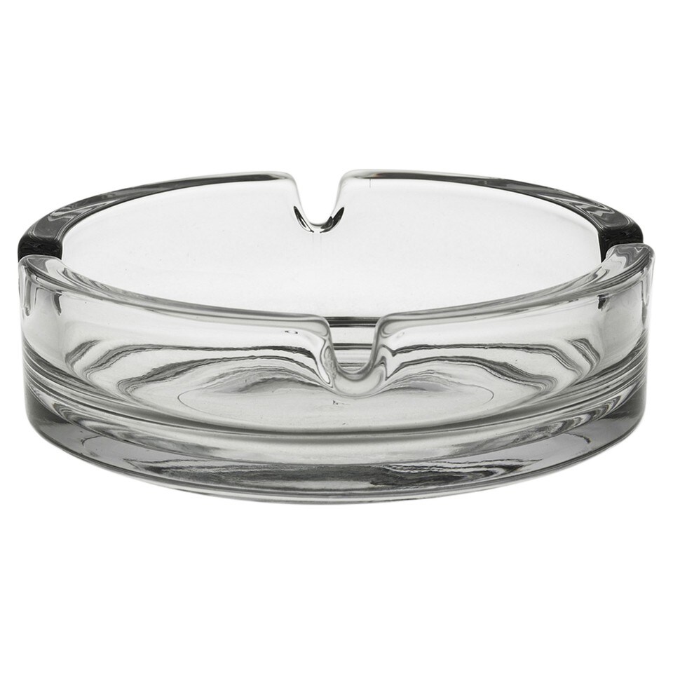 image 1 of Round Glass Classic Ashtray 10.2cm Round for Cigarettes Indoor Outdoor | Clear | Set of 2