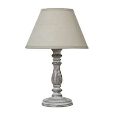 Setia Column Table Lamp with Linen Shade - Wood - L10 x W10 x H24 cm - White White