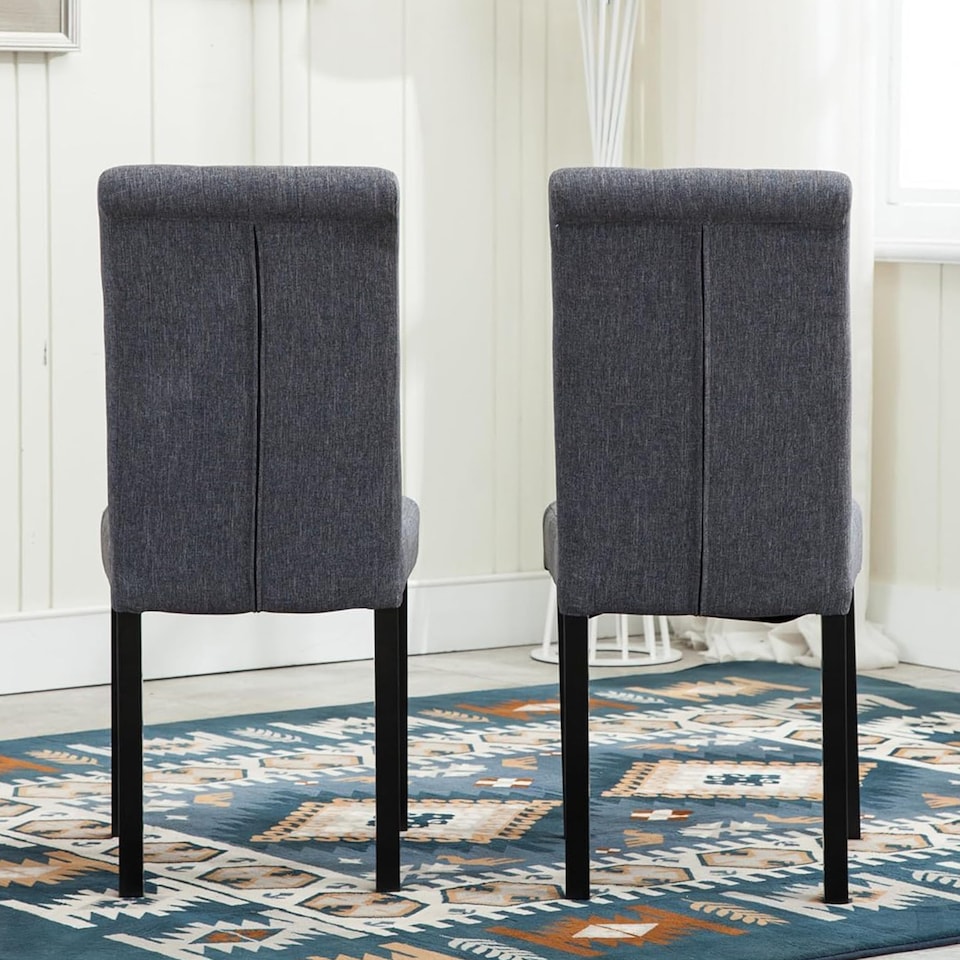 image 1 of MCC Direct Set of 2 Fabric Linen Button Back Kitchen Dining Chairs