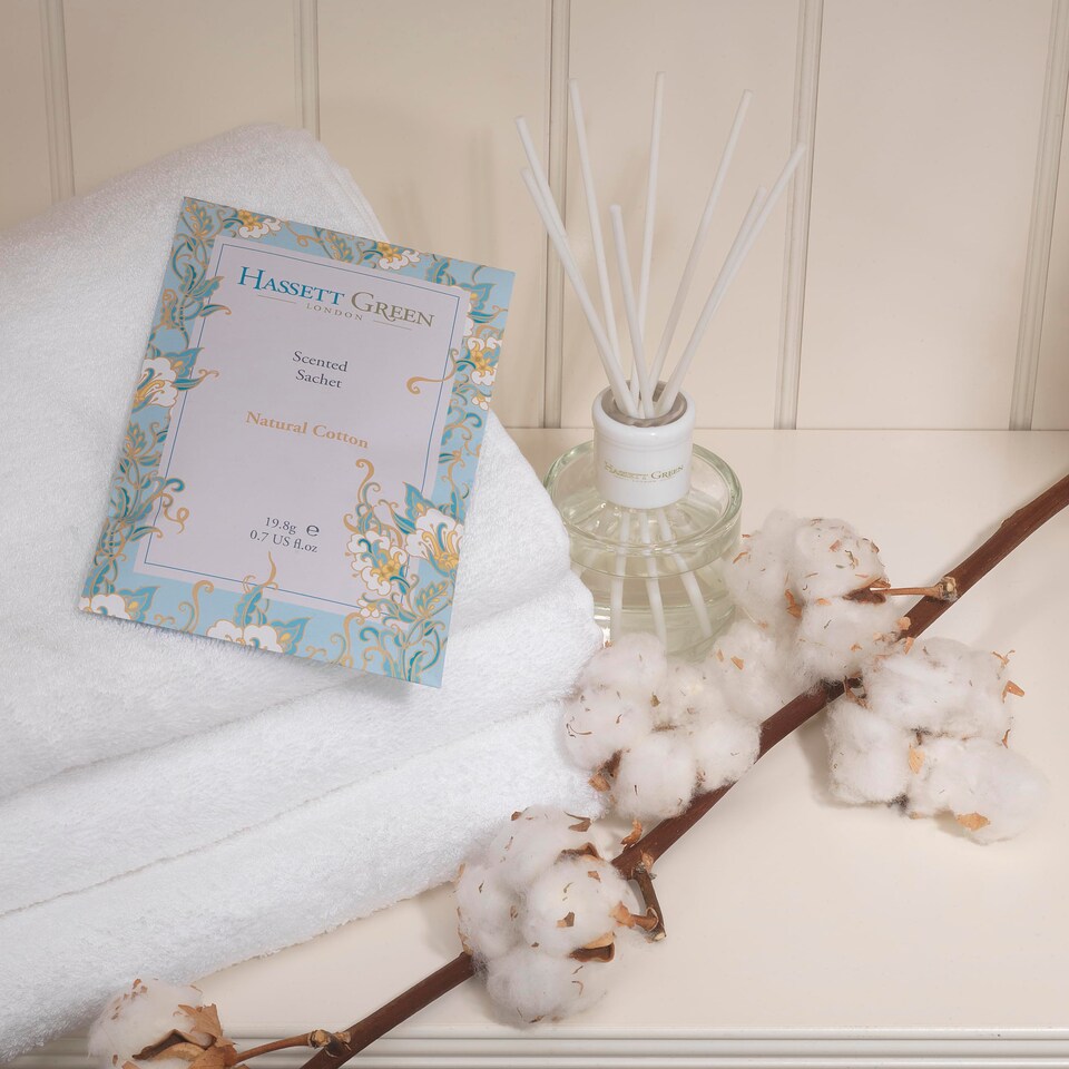image 1 of Hassett Green London - Handmade Large Scented Sachets - Six Pack - Honeysuckle & Jasmine, Hearts & Roses, Lilac & Lavender, Natural Cotton, Sensual Sensuelle, Endless Ocean - For Wardrobes & Drawers
