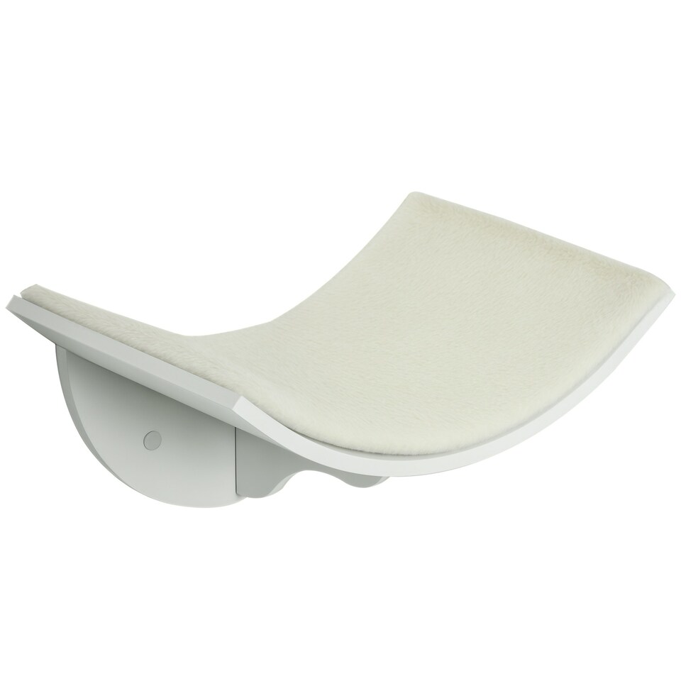image 1 of PawHut Wood Cat Shelves, Wall-Mounted Cat Shelter, Curved Kitten Bed, White