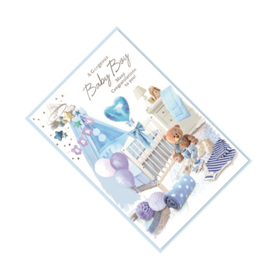 image 1 of Simon Elvin A Gorgeous Baby Boy Birthday Greetings Card (Pack of 6) - White/Blue - One Size Red | One Size