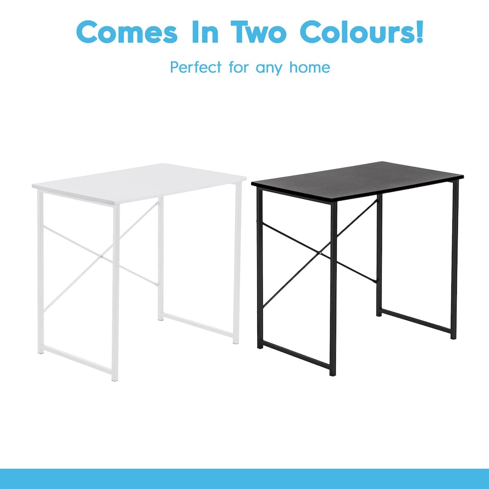 image 1 of Harbour Housewares Wooden Desk & Chair Set - Durable Compact Wooden Office Bedroom Study Desk & Chair Set | Black | Black | One Size