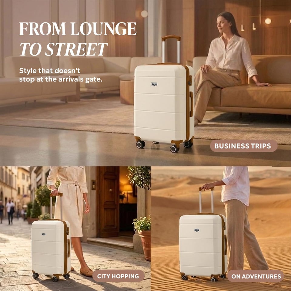 image 1 of Lugg Jetset Lightweight Hard Shell Suitcase ABS 4 Wheels TSA Lock (65x44x25.5cm)