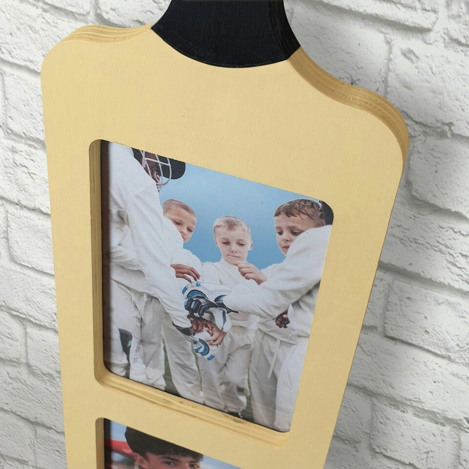 image 1 of Cricket Bat Photo Frame ? Holds Three 6x4? Photos ? Wall-Mounted or Freestanding Display ? Unique Gift for Cricket Fans & Players ? 82cm x 14cm Brown | One Size
