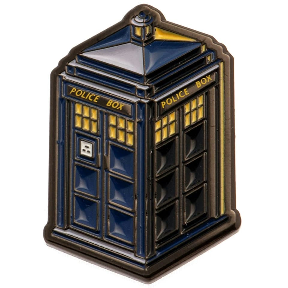 Doctor Who Enamel Tardis Badge - Blue/Black/Yellow - One Size