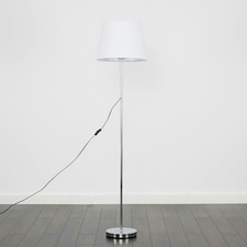 ValueLights Charlie Chrome Floor Lamp White Taper Shade & Bulb 