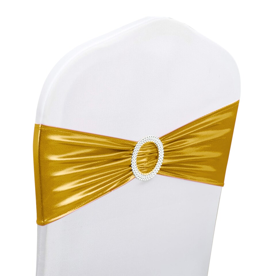 image 1 of 36cm x 13cm Synthetic Fabric Shiny Chair Band with Buckle - 1pc