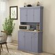 image 2 of HOMCOM Kitchen Cupboard Storage Cabinet with Adjustable Shelves, Grey Grey