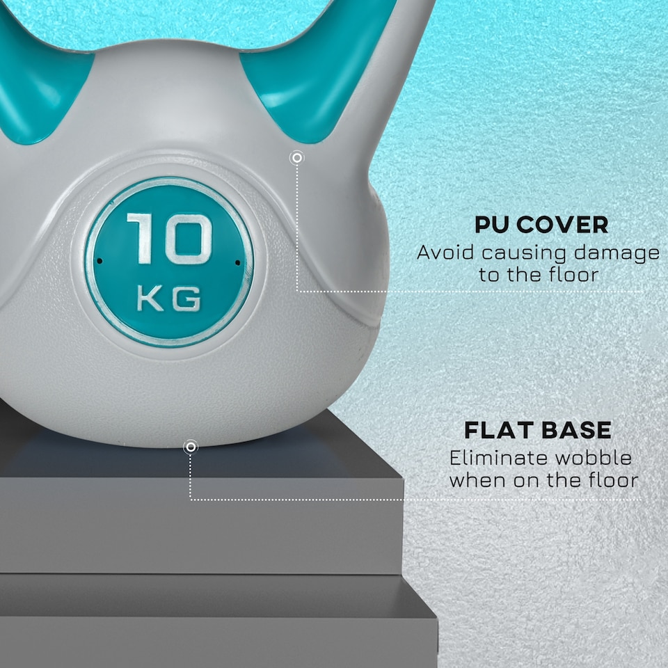 image 1 of SPORTNOW 10kg Kettle Bell with Handle for Home Gym, Light Blue and Grey | Blue | Blue