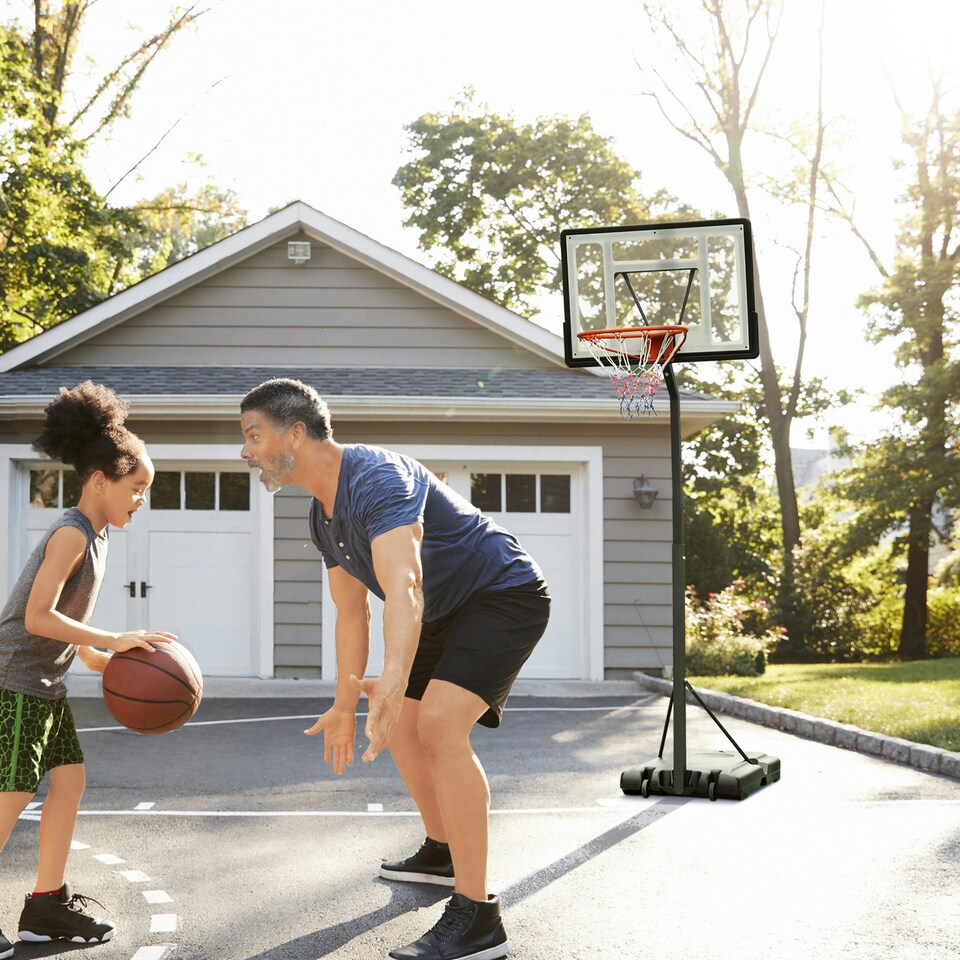 image 1 of HOMCOM Basketball Hoop 255-305cm Height Adjustable Stand w/ Wheels