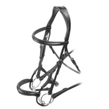 Velociti Padded Leather Roll Horse Cavesson Bridle - Black - X Full