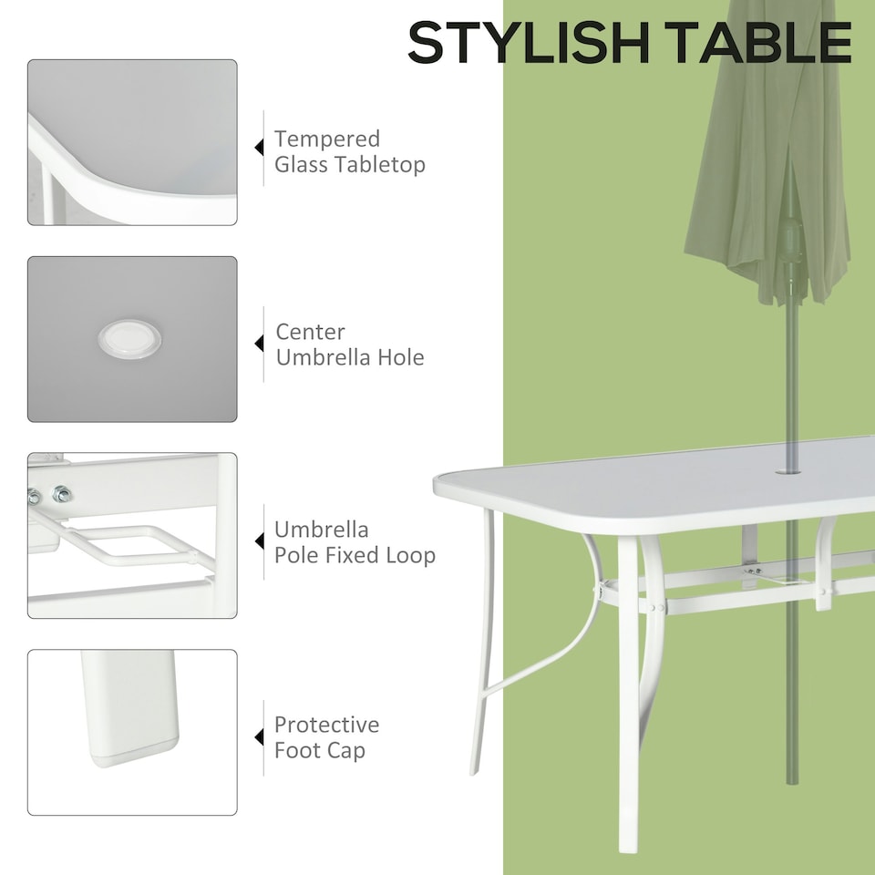 image 1 of Outsunny 7 Piece Garden Dining Set with Dining Table and Chairs for Back