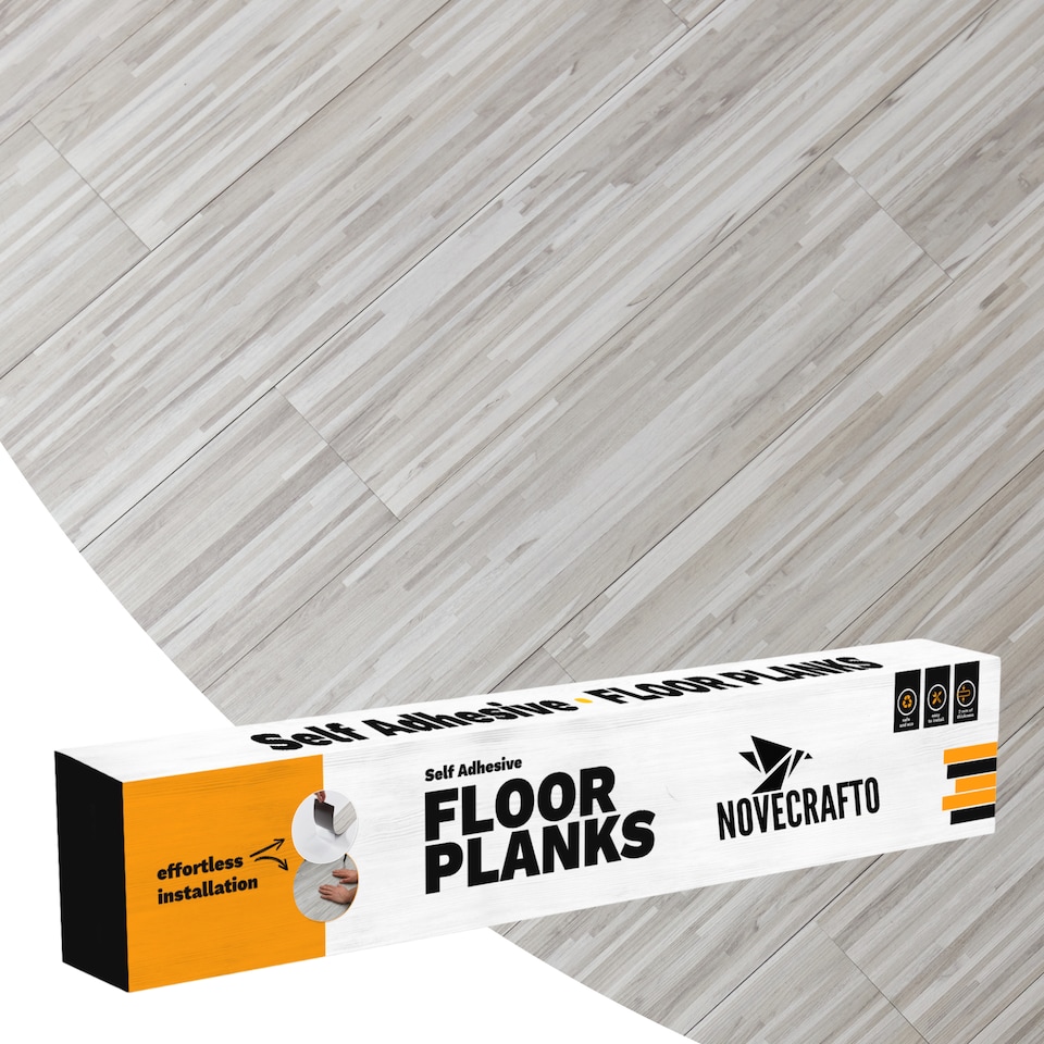 image 1 of Self Adhesive Floor Planks | 36x5.98in (91.4x15.2cm) Each | Peel & Stick Vinyl Flooring | Slatewood Flow Effect | Waterproof Tiles for Home DIY Floors | Brown | 1.39 sqm