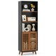 image 1 of COSTWAY Bookshelf 5-Tier Bookcase w/Reversible Shelf Black