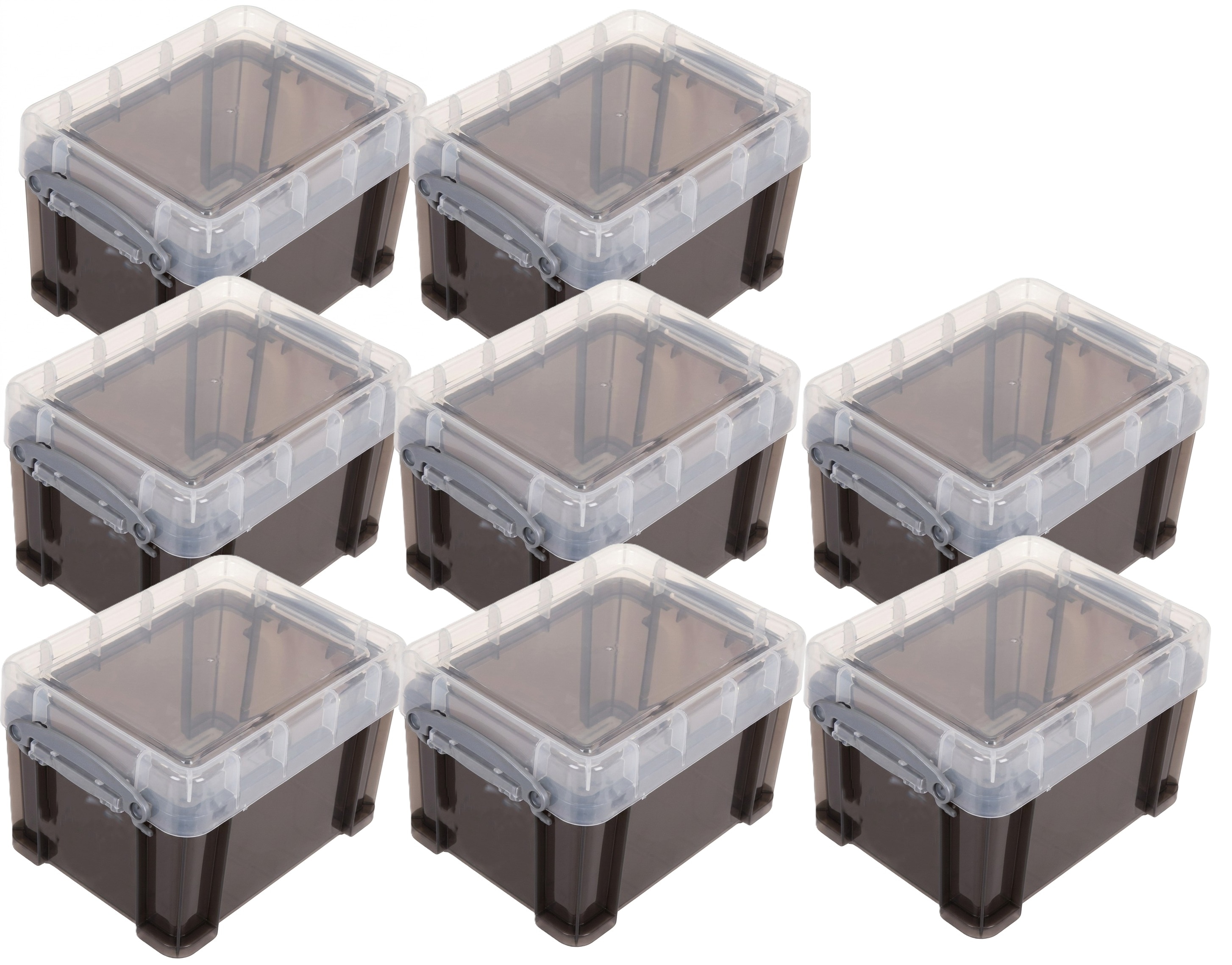 Really Useful Plastic Storage Box 3 Litre Transparent Smoke Pack of 8 ...