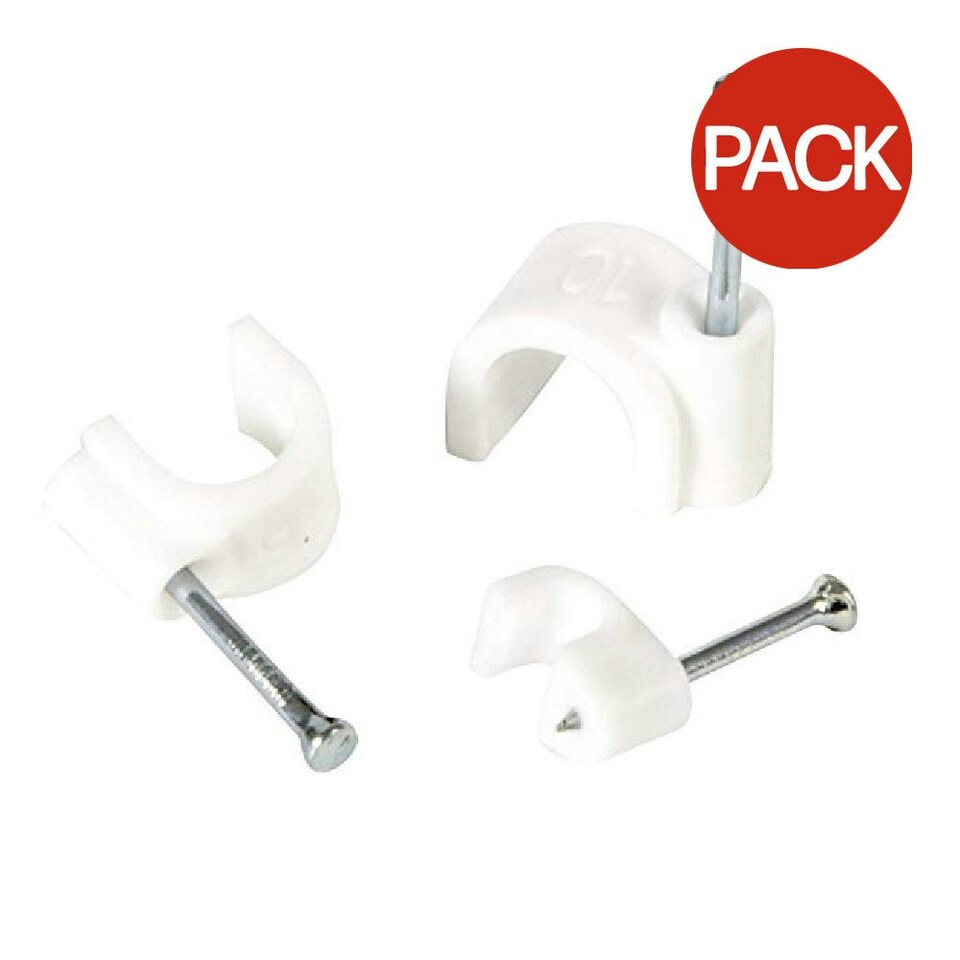 SupaLec Round Cable Clips (Pack Of 100) - White - 5mm
