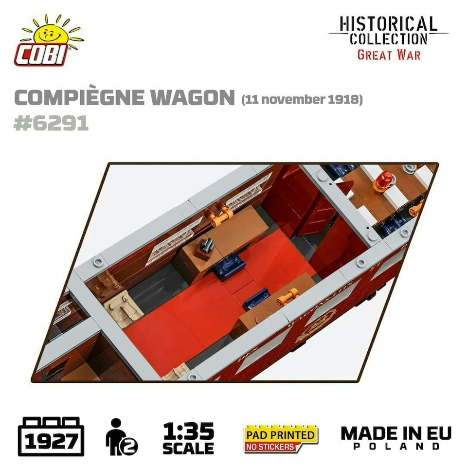 image 1 of Compiegne wagon brick model 1918 - COBI 6291 - 1945 bricks