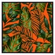 image 2 of Green tropical leaves on orange (Picutre Frame) Grey | XL