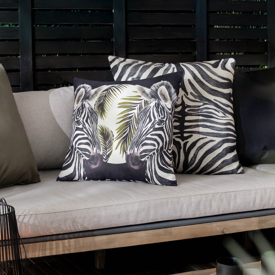 image 1 of Paoletti Leopardis Zebra Printed Outdoor Cushion