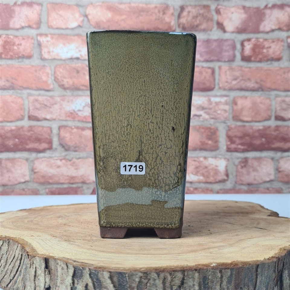 Yorkshire Bonsai 9cm Glazed Bonsai Pot Cascade 9cm x 17cm Green