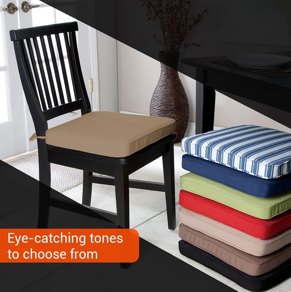image 1 of Water Resistant Chair Cushions with Ties | Indoor & Outdoor Seat Pads | 44cm x 50cm | Mink | (Pack of 1)