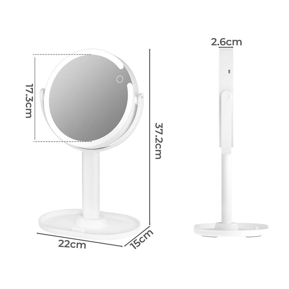 image 1 of Emitto 10X Magnifying Makeup Mirror Round 360° Rotation LED Light Double Side
