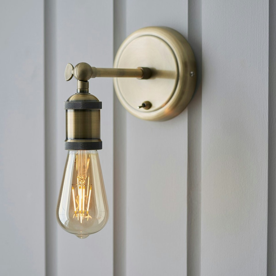 image 1 of Hal Metal Wall Lamp, Antique Brass Plate