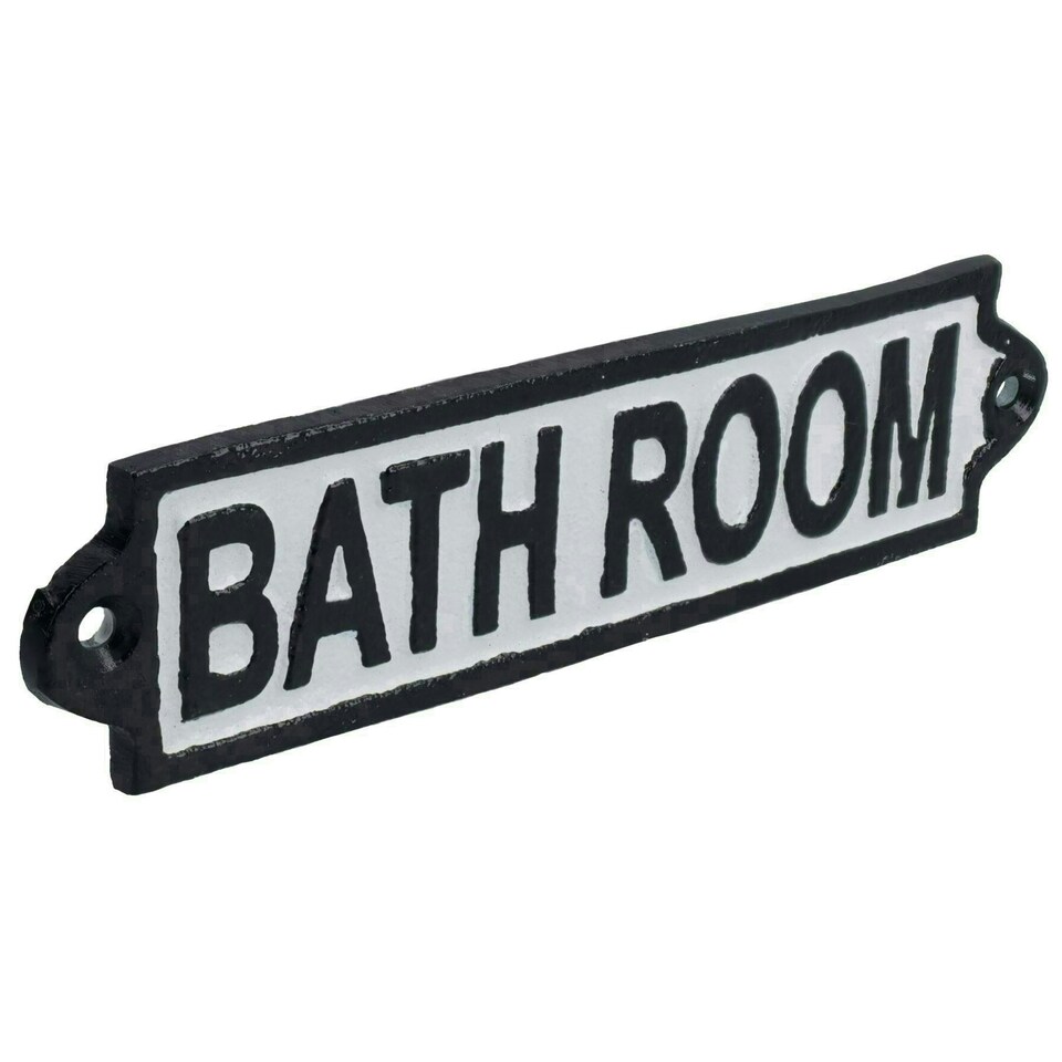 image 1 of Bathroom Cast Iron Sign Plaque Door Wall House Home Gate Post Hotel Toilet