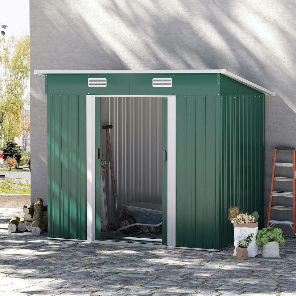 image 1 of Outsunny 7 x 4ft Outdoor Garden Storage Shed for Backyard Patio Green