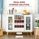 image 3 of HOMCOM Sideboard Cabinet Kitchen Cupboard with Glass Doors, Drawer & Wine Rack White | Natural wood legs