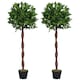 image 1 of Outsunny Artificial Bay Laurel Topiary Trees w Pot Fake, Set Of 2 120cm4FT Indoor Greenery Plant Home Office Garden Decor Green