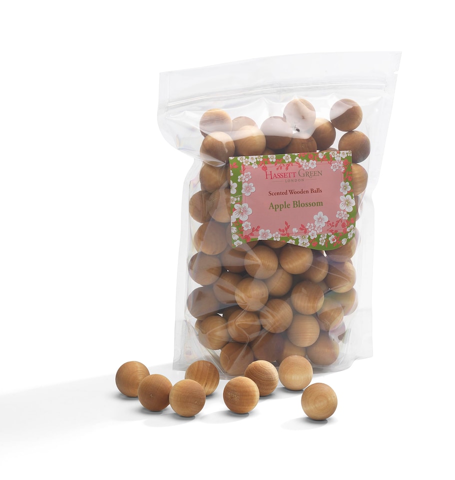 image 1 of Hassett Green London - Apple Blossom - Scented Wooden Balls Pack of 100 - Alternative to Pot Pourri, Diffusers, Sachets and Drawer Liners