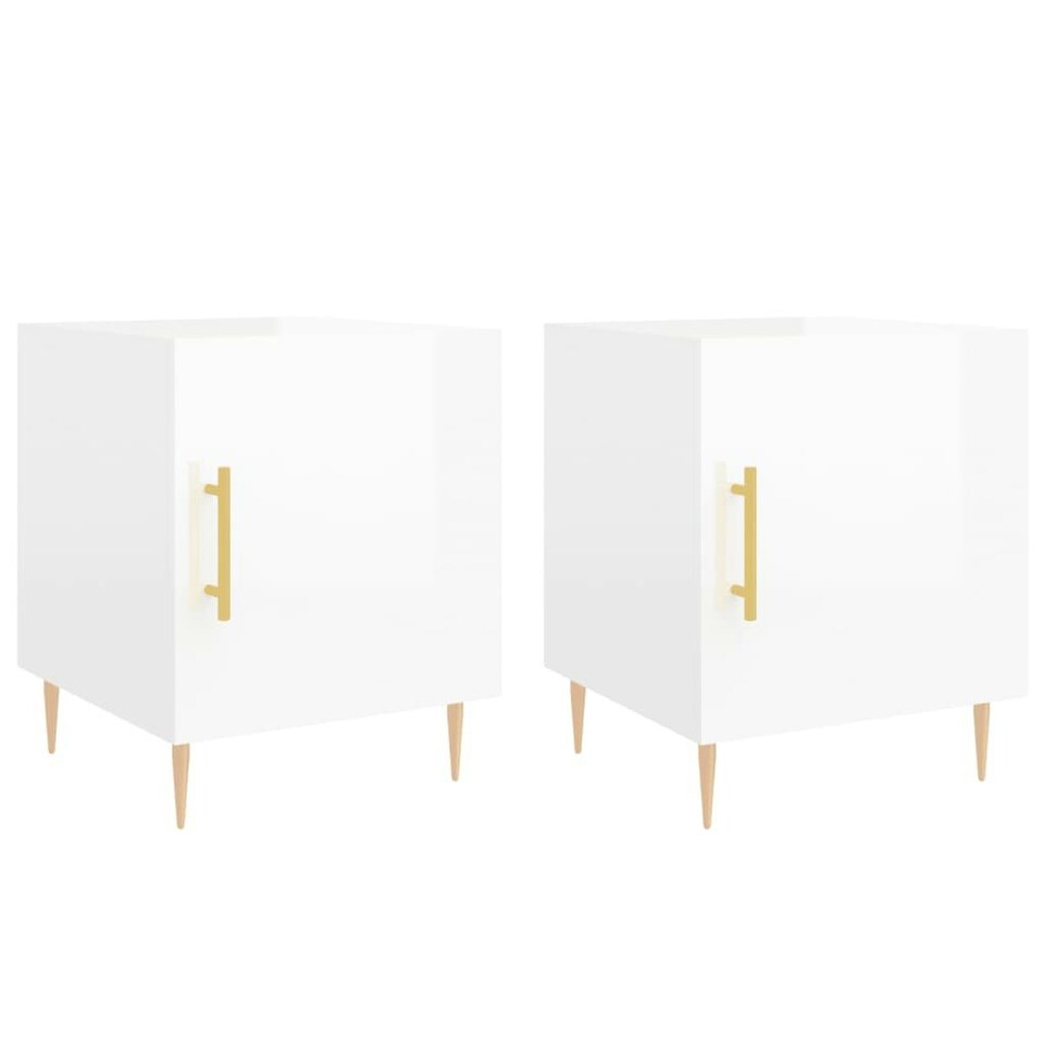 Bedside 2 pcs High Gloss White 40x40x50 cm Engineered Wood