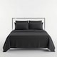 image 1 of Luxury Satin Stripe T250 Cotton Rich Soft Flat Sheet Bed Linen | Black | King