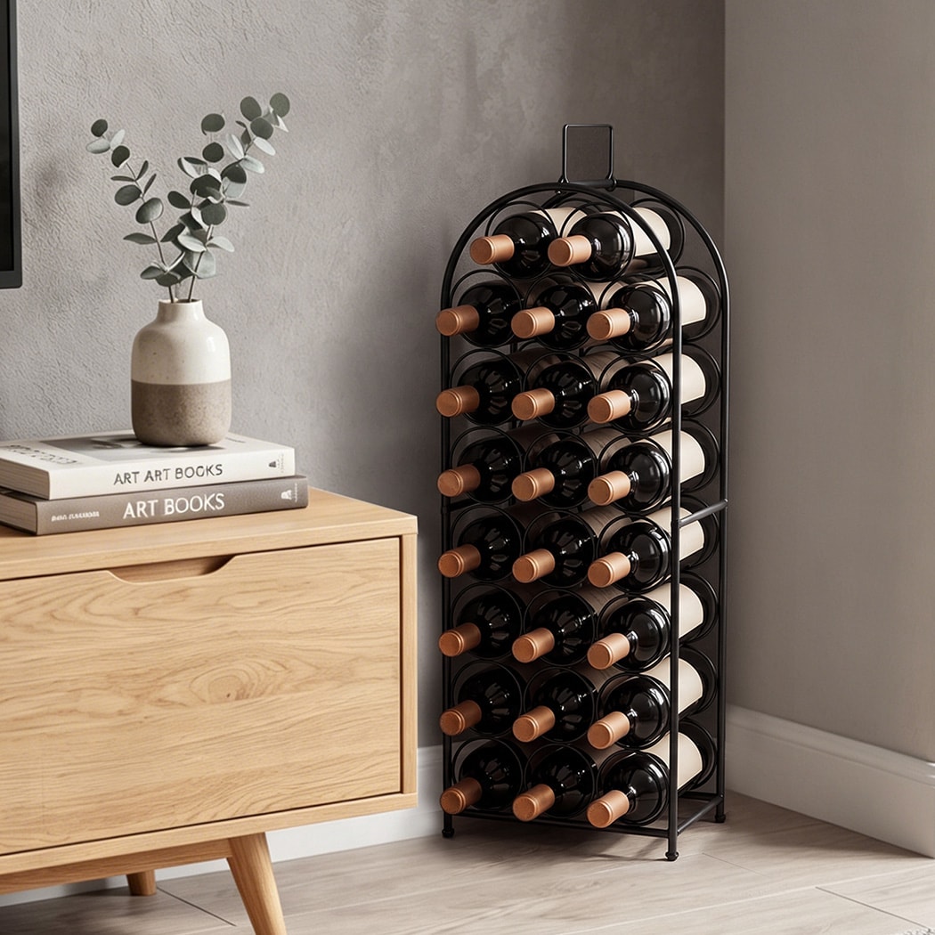 Levede Wine Rack 23 Bottles Freestanding Storage Organiser Stand Home Black