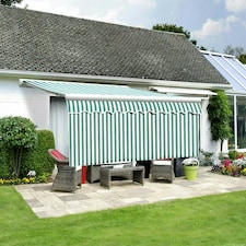 Primrose 4.5m Dropdown Green and White Awning Valance 1m Drop Green | Green and White Stripe