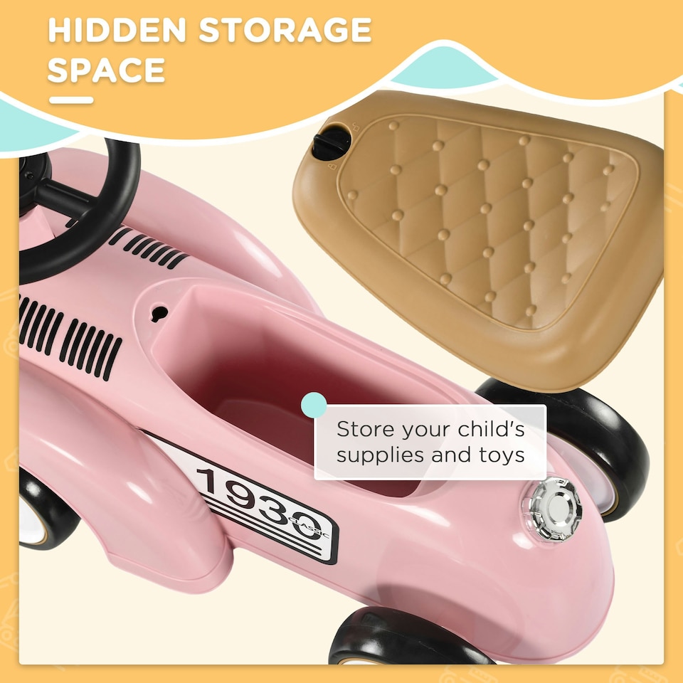 image 1 of AIYAPLAY Foot to Floor Slider with Steering Wheel, for Ages 12-36 Months -  Pink