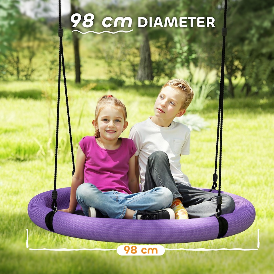 image 1 of AIYAPLAY Nest Swing Set, 100 cm Saucer Tree Swing Set for Kids, Purple