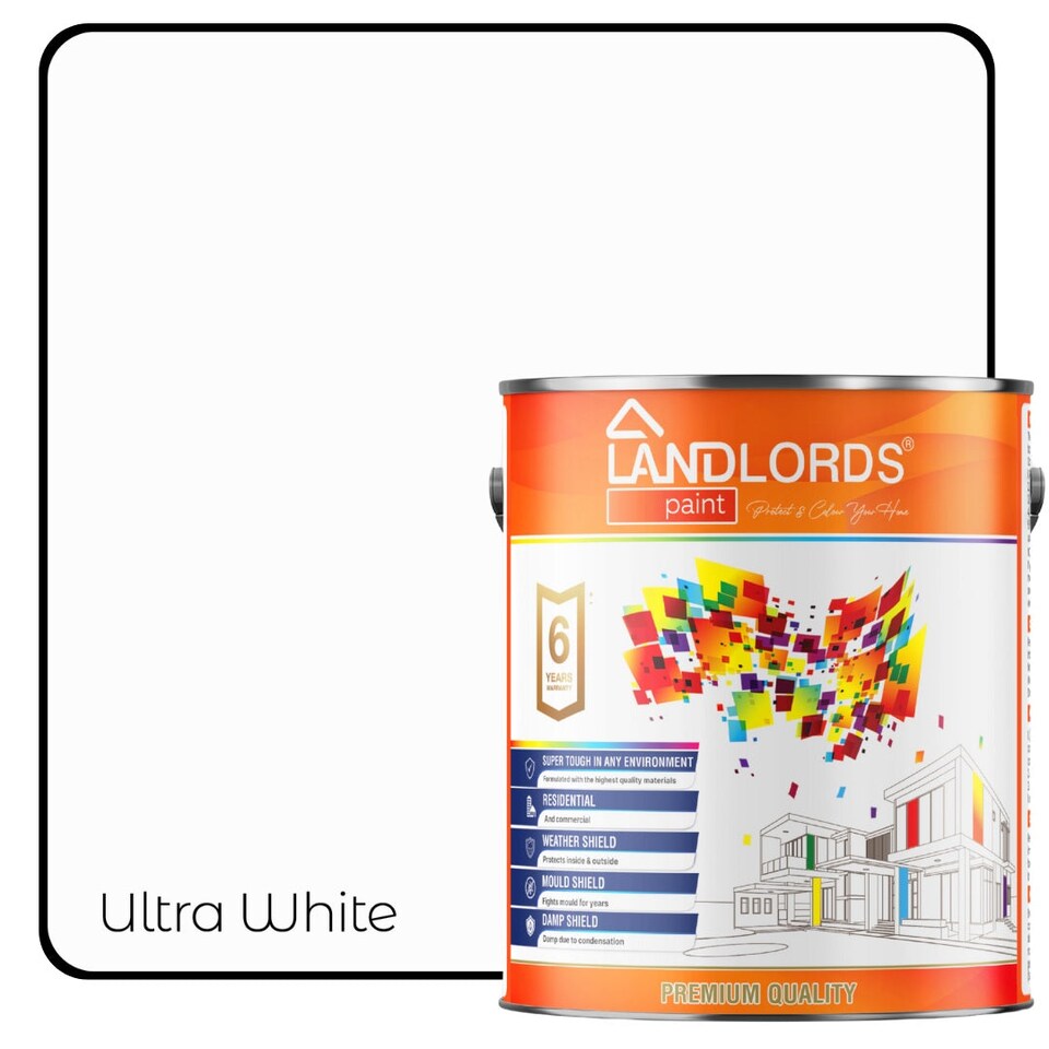 image 1 of Landlords Paint - Shed & Fence Paint - Best Durable Outdoor Wood Protection - Ultra White - 5L