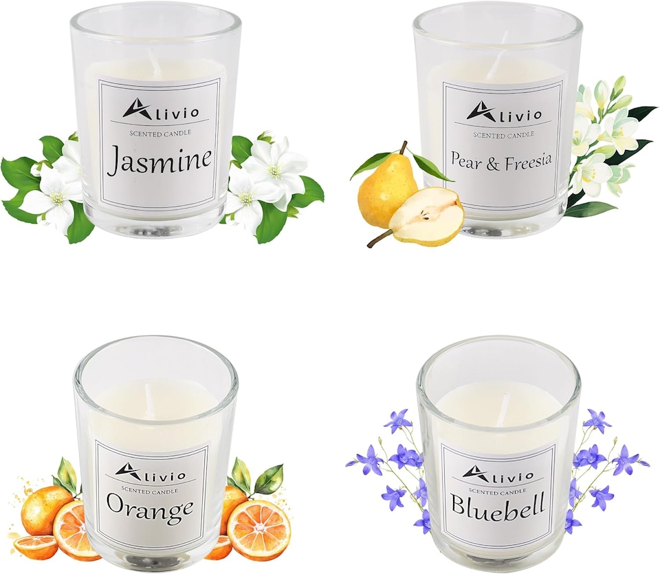 image 1 of Alivio 4-Piece Natural Soy Wax Scented Candle Set  Aromatherapy for Stress Relief & Relaxation