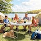 image 2 of Outsunny 4ft Picnic Table Folding Heavy Duty, White | Grey | White, Light Grey | 120 x 120 x 74 cm