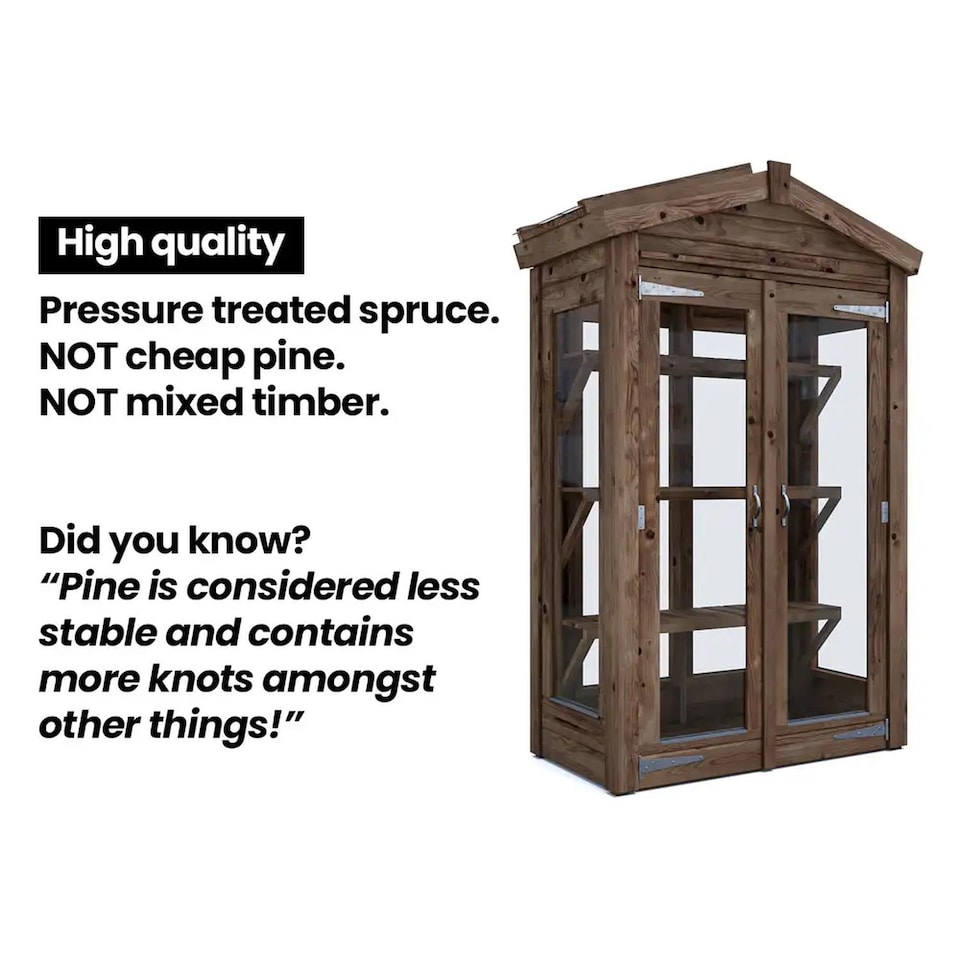 image 1 of Dunster House Sprouthouse Miniature Wooden Greenhouse W1.2m x D0.6m / W4' x D2' with 4mm Glass and Automatic Vent Opener