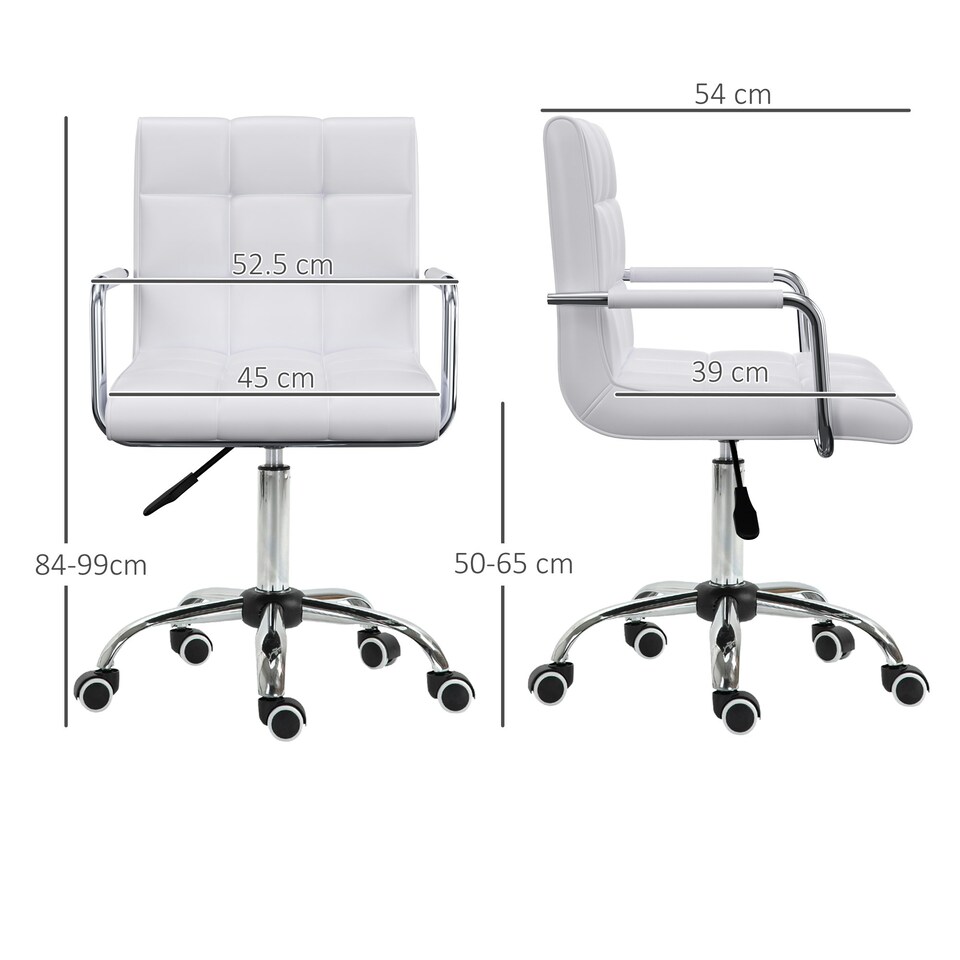 image 1 of Vinsetto Mid Back Home Office Chair Swivel Computer Chair with Armrests, White